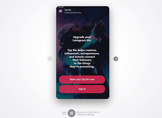 Tap.bio Homepage